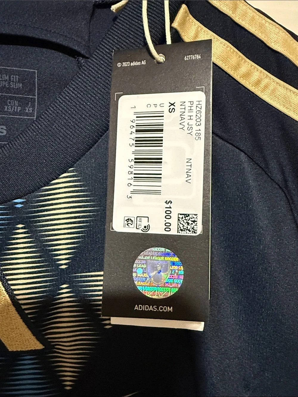 adidas Men’s Navy, Light Blue & Gold Soccer Jersey